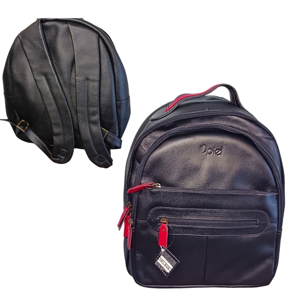 Backpack Travel Bag School Bag Leather Unisex, Black Biker NWT
